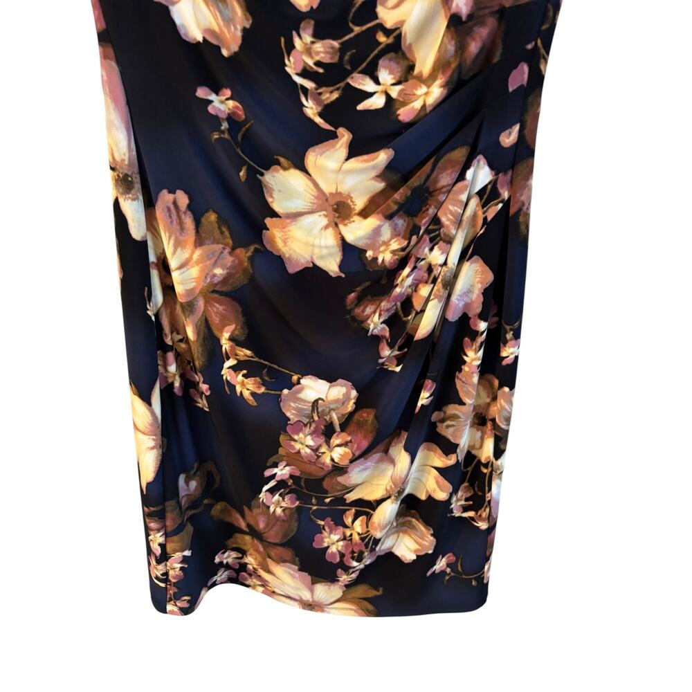 Ralph Lauren Dress Womens Blue Sleeveless Floral Print V Neck Faux Wrap 12 - Picture 6 of 6